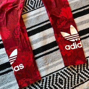 Adidas Red Floral Leggings (Unique)